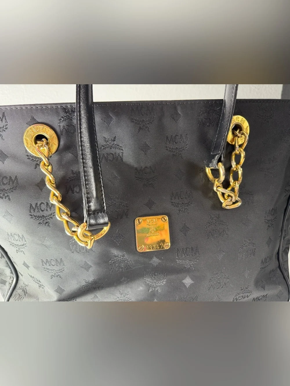 MCM large black tote bag